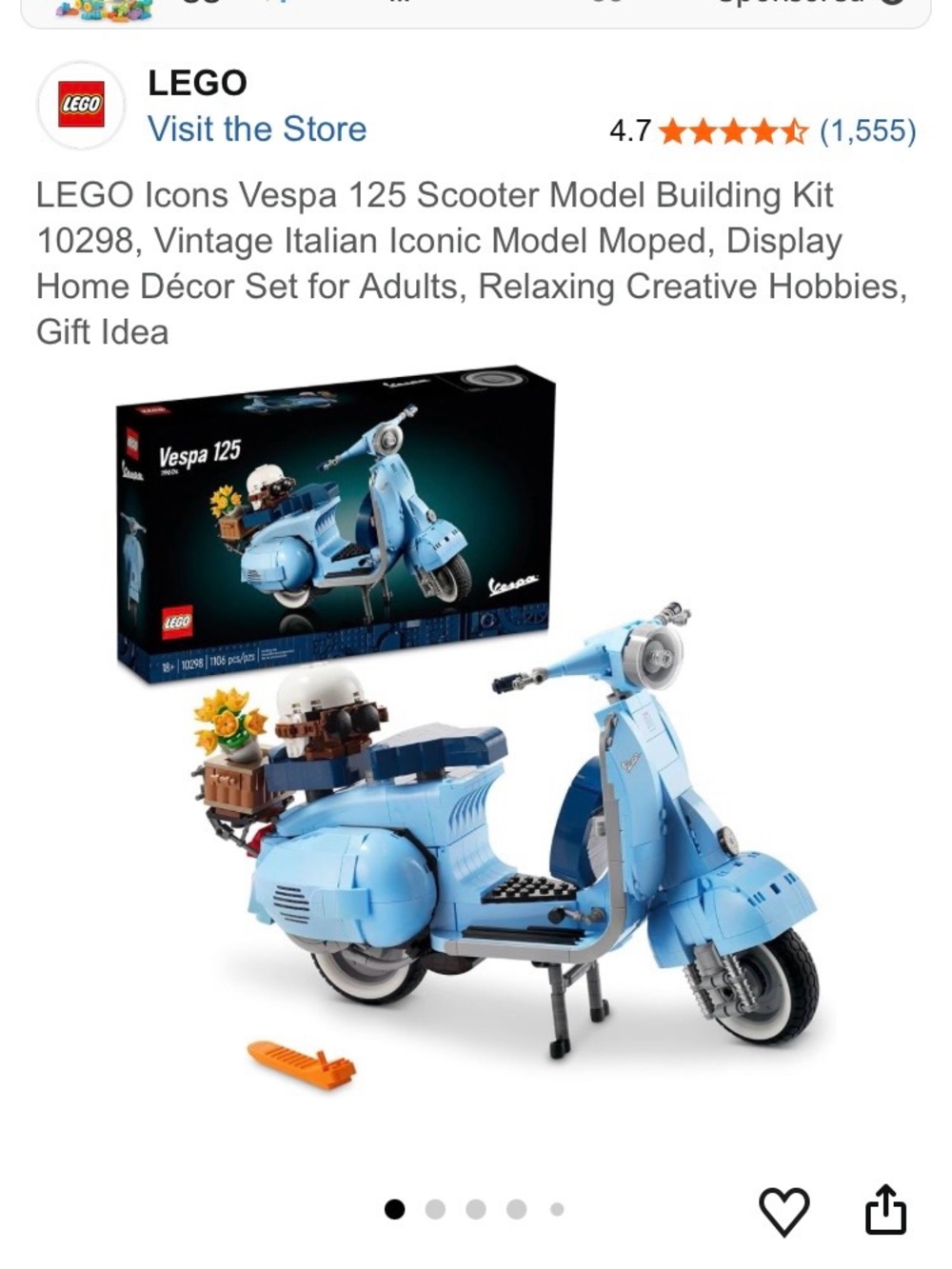 LEGO Icons Vespa 125 Scooter Model Kit